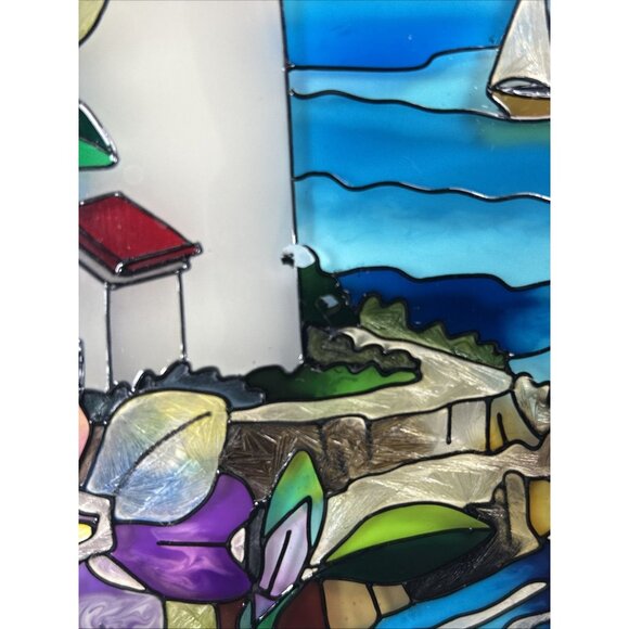 Amia Sun Catcher Floral Lighthouse Oval Hanging Decor Nautical Coastal Beach - Picture 5 of 8